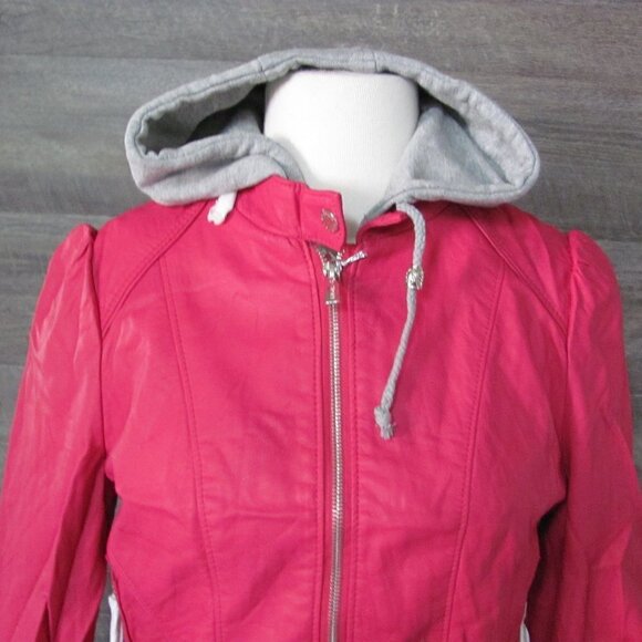 PALOMARES LADIES MAGENTA VEGAN LEATHER BOMBER JACKET - Picture 3 of 15